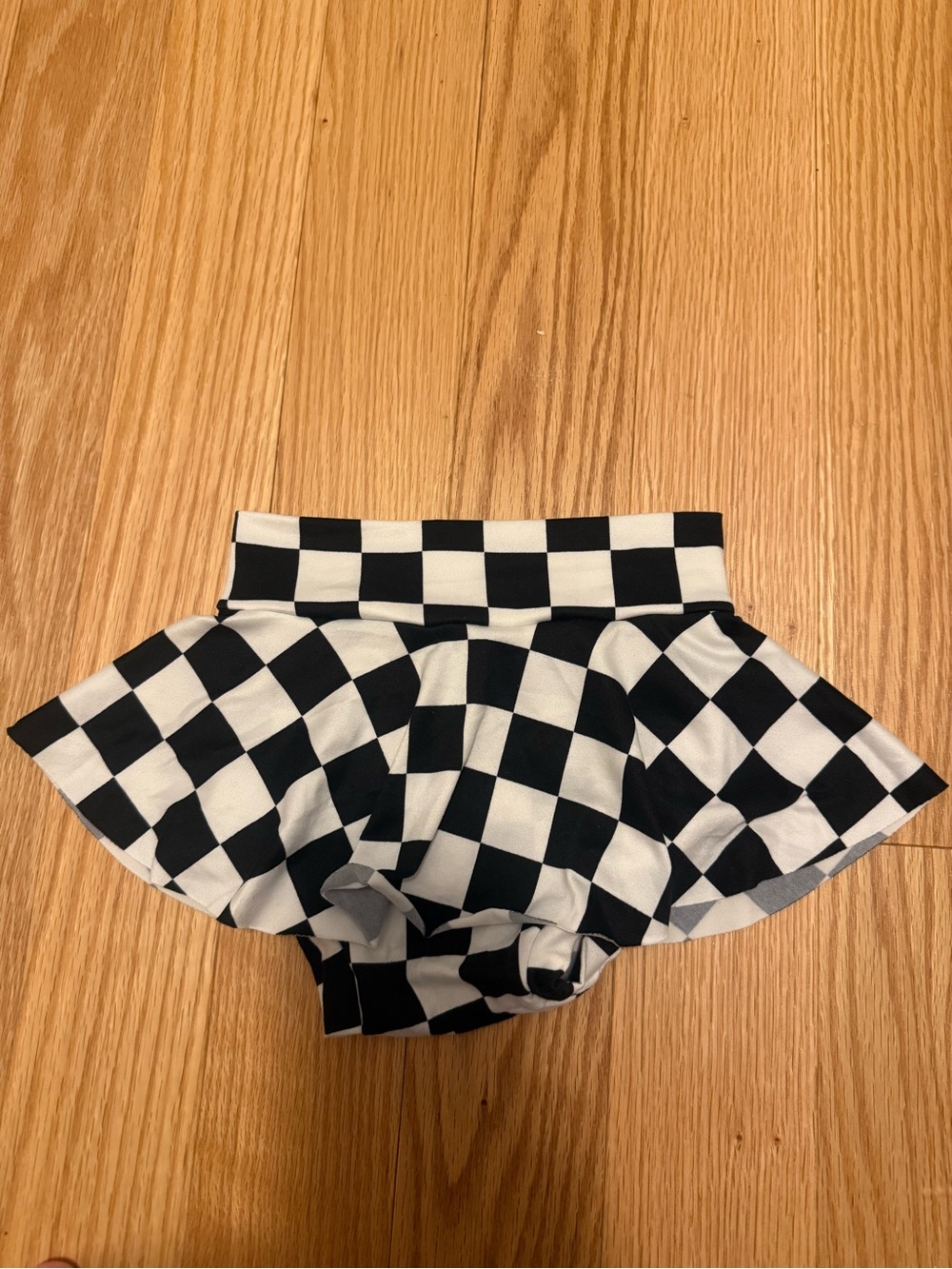 Girls black and white checkered skirted bummies